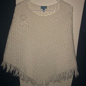 Children’s Place Girls white knitted poncho